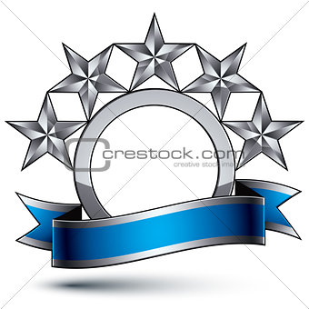 Heraldic vector template with five-pointed silver stars, dimensi