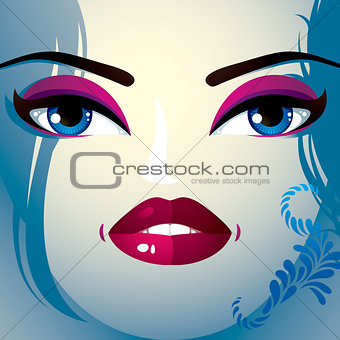 Attractive woman with stylish bright make-up and contemporary ha