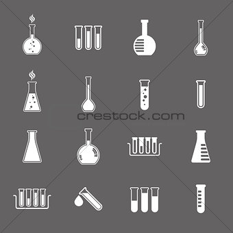 Chemical and medical flask icons vector set.