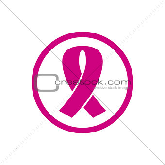 Pink cancer ribbon ribbon isolated on white background.