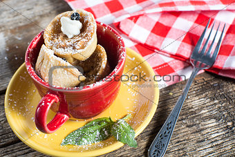 Apple pie tarts served in a cup