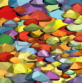 stone rock polygonal abstract shape in multiple color