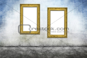 Two vertical golden frames 