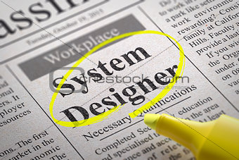 System Designer Vacancy in Newspaper.