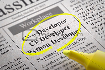 C Developer, Python Developer Jobs in Newspaper.