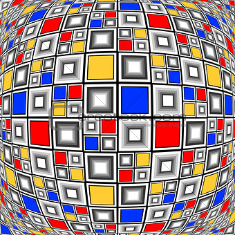 Design warped colorful checked mosaic pattern