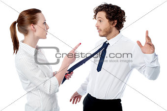 Businesswoman scolding her colleague