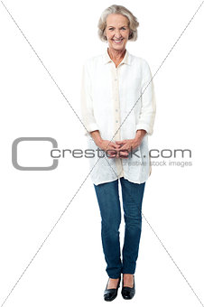Attractive cheerful trendy senior woman