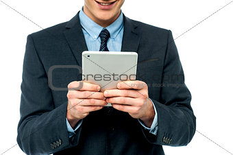 Businessman browsing on tablet pc