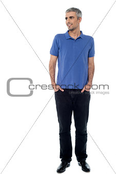 Casual shot of smiling relaxed male model