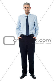 Relaxed smiling middle age business man