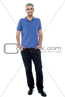 Casual shot of relaxed male model
