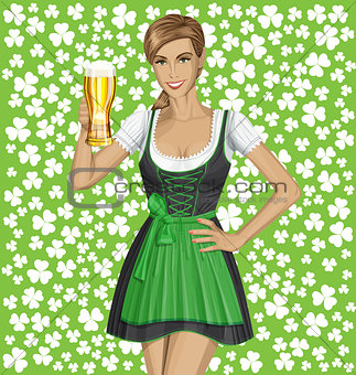 Vector Woman In Drindl On Saint Patricks Day