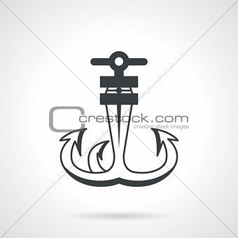 Triple anchor black vector icon