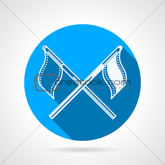 Crossed sport flags round vector icon