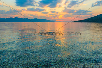 calm sea and beautiful clouds at dawn