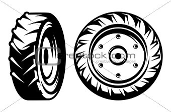vector set of monochromatic tractor wheels different kinds