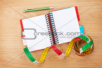 Tape measure and notepad for copy space