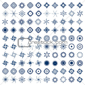 Design elements set. 100 abstract icons. 
