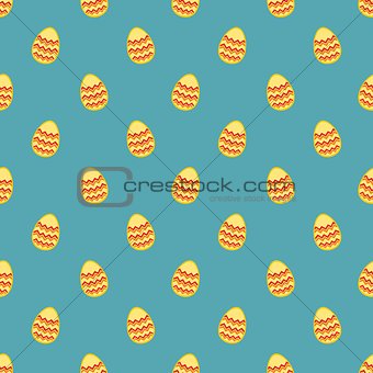 Tile vector pattern with easter eggs on blue background