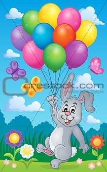 Rabbit with balloons theme image 2