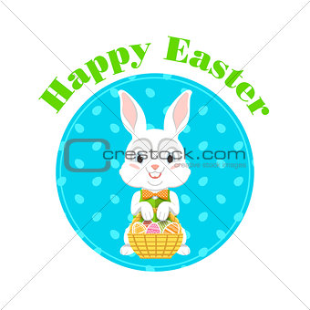 Happy Easter with Easter bunny. Vector.