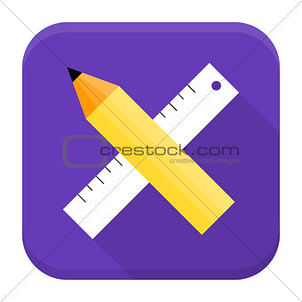 Pencil and ruler app icon with long shadow