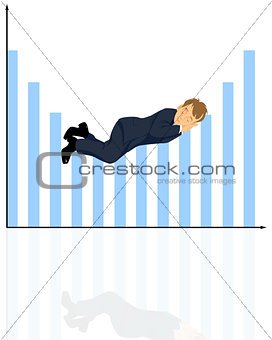 Sleeping businessman on  graphic