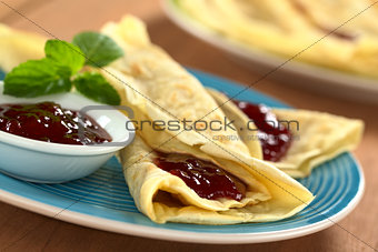 Crepes with Strawberry Jam