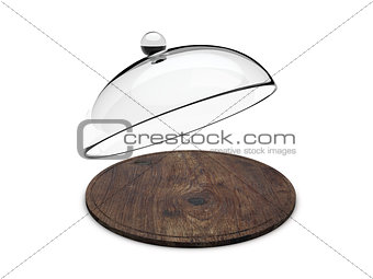Wooden tray with glass cover
