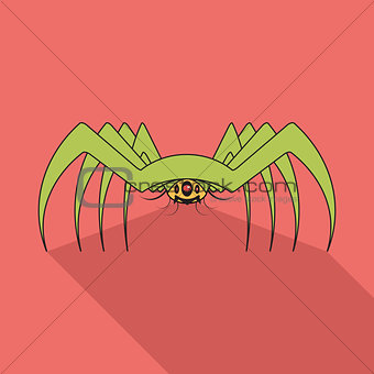 Spider flat icon with long shadow