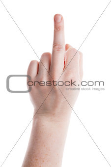 Hand showing a middle finger 