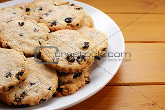 Traditional Easter currant biscuits on a white plate