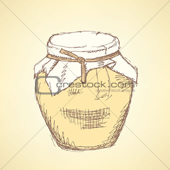 Sketch honey jar in vintage style