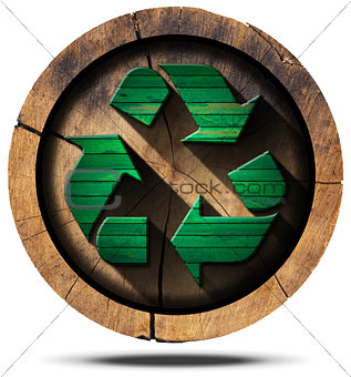 Recycle Symbol on Tree Trunk