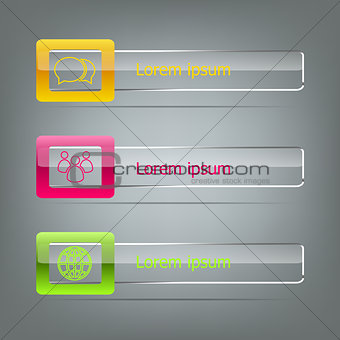 Set of vector banners on grey background