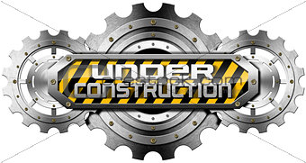 Under Construction - Metal Icon with Gears