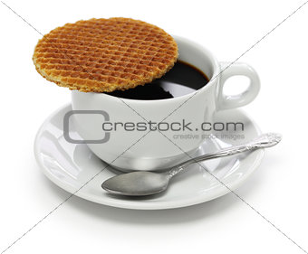 dutch stroopwafel and coffee