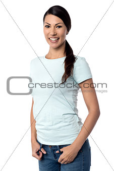 Pretty caucasian woman posing