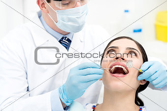 Teeth checkup at dentist clinic