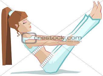 Yoga woman. Paripurna Navasana - Full Boat Pose.