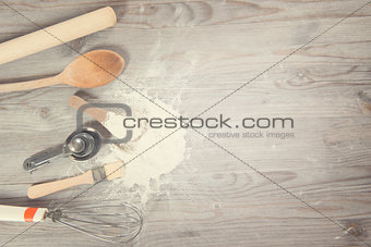Baking utensils with copy space 