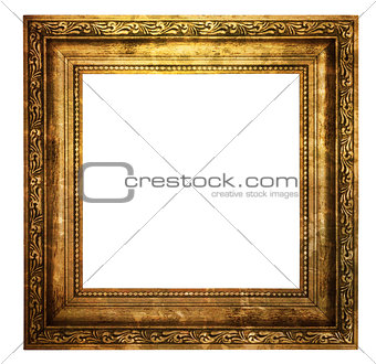 Hollow wooden frame isolated on white 
