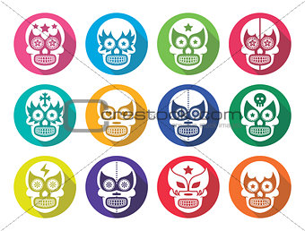 Lucha Libre - Mexican sugar skull masks flat design