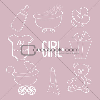 Linear baby girl items set