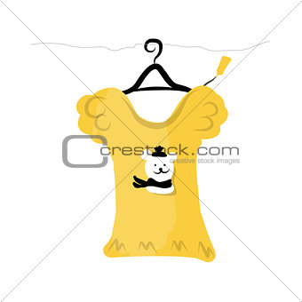 Top on hangers with funny bear design
