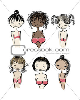 Girls in bras, sketch for your design