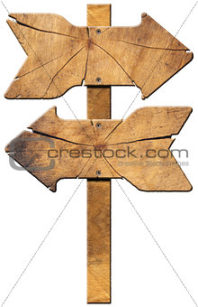 Wooden Directional Sign - Two Arrows