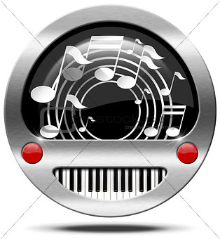 Music Icon - Piano Keyboard and Notes