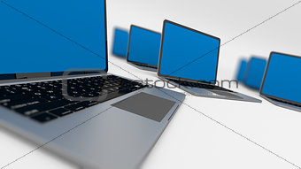 Many laptops in a circle